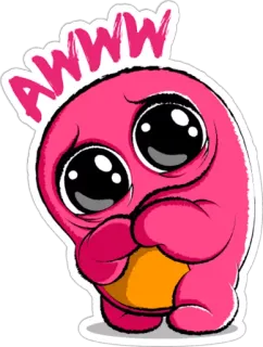 😊 AWWW adesivo, cartone animato, carino, rosa, triste telegram sticker