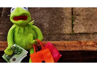 🛍 Kermit soldi, shopping, kermit, rana, pupazzo telegram sticker