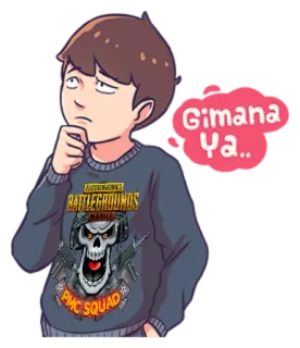 🤔 PUBG Mobile Gimana Ya.. PUBG, battlegrounds, mobile game, skull, weapons, PMC Squad telegram sticker
