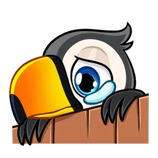 😢 pássaro, tucano, triste, chorando, emoji, desenho animado telegram sticker