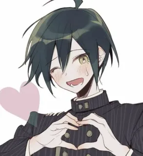 🌟 Shuichi Saihara Danganronpa Anime, Shuichi Saihara, Danganronpa, Corazón, Guiño telegram sticker