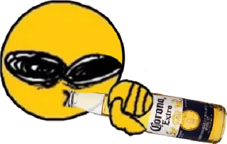 🥃 Emoji, Bebendo, Cerveja Corona, Óculos de sol, Amarelo whatsapp sticker