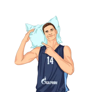 😴 Баскетбол, Спорт, Подушка, Спортсмен, Мультфильм telegram sticker