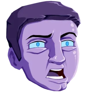 😧 Dessin animé, Visage, Expression, Violet, Choqué, Dégoût whatsapp sticker