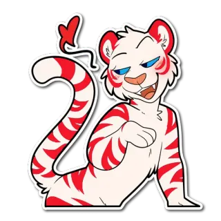 😍 tigre, animal, tigre blanco, lindo, rayas, dibujos animados, antropomórfico, diablo whatsapp sticker