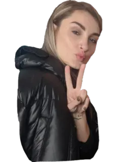✌ mujer, signo de la paz, selfie, retrato, gesto, persona telegram sticker