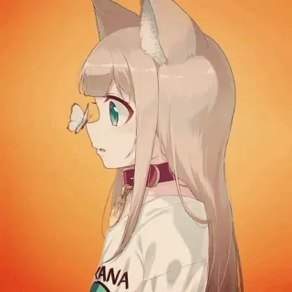 🧡 ANA Anime, Kocia dziewczyna, Motyl, Grafika cyfrowa, Ilustracja telegram sticker