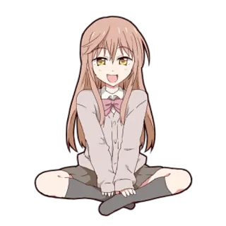 🤗 anime, cartoon, cute, girl, character, sitting telegram sticker