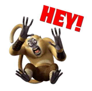 😱 Monkey Kung Fu Panda HEY! kung fu panda, monkey, hey, greeting, cartoon, animated telegram sticker