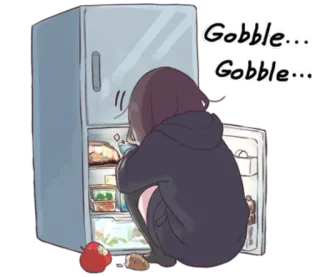 😶 Gobble... Gobble... Anime, Jedzenie, Lodówka, Przekąska, Kreskówka telegram sticker