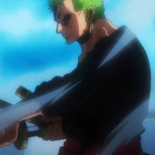 🧩 Zoro One Piece Anime, Spade, Capelli verdi, Pirata, Manga telegram sticker