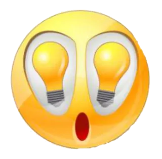 👆 emoji, glühbirne, idee, überrascht, gelb, cartoon telegram sticker