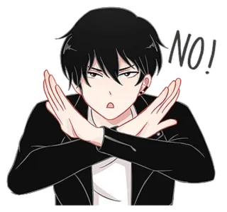 🚫 NO! nie, odmowa, skrzyżowane ręce, anime, manga whatsapp sticker