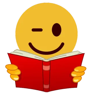📔 Emoji, Lectura, Libro, Guiño, Cara sonriente, Estudiando telegram sticker