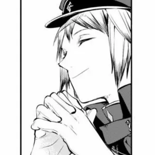 🗡 Anime, Charakter, Militäruniform, Manga, lächelnd telegram sticker