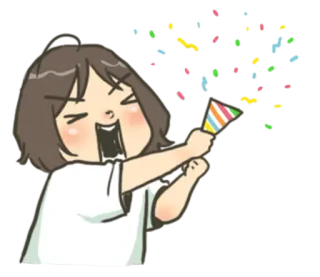 🎉 소녀, 파티, 축하, 종이조각, 재미 whatsapp sticker