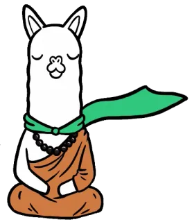 😇 лама, медитация, мир, йога, животное, мультфильм whatsapp sticker