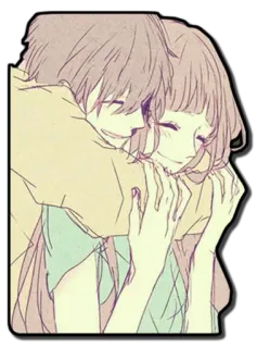 ❤ Anime, Casal, Abraço, Amor, Mangá, Ilustração telegram sticker