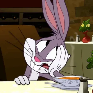 🥕 Bugs Bunny Looney Tunes Dibujo animado, Personaje, Conejo, Looney Tunes, Triste, Aburrido, Esperando telegram sticker