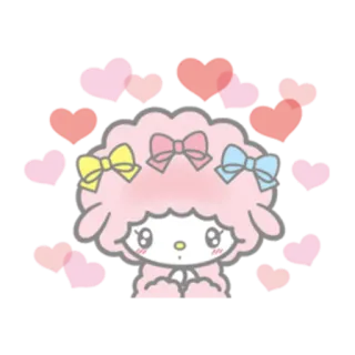 ☺️ Мультик, Милый, Кавай, Розовый, Овца, Сердце, Банты, Пастельный whatsapp sticker