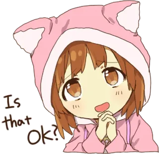 🙏 Is that ok? Аниме, Милый, Спрашивает, Вопрос telegram sticker