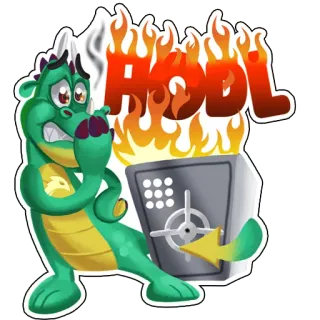 🏋 HOODL dragão, seguro, fogo, desenho animado, dinheiro, economia, cripto telegram sticker