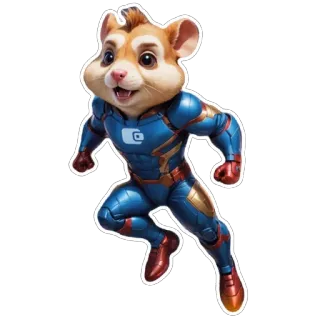 🦸 hamster, superhero, animal, sticker, cartoon, character, cute telegram sticker