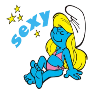 👙 Smurfette The Smurfs Sexy Smurfette, sexy, desenho animado, biquíni, Os Smurfs telegram sticker