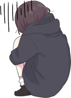 😫 грустный, аниме, девушка, эмоциональный, плачущий, депрессивный telegram sticker