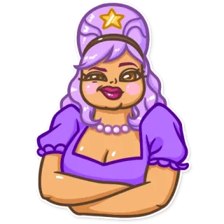 ⭐ cartone animato, donna, principessa, viola, stella whatsapp sticker
