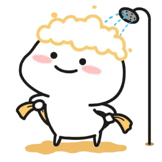 🪃 Hoạt hình, Vòi sen, Sạch sẽ, Bong bóng, Tắm, Dễ thương telegram sticker