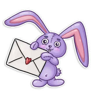 💌 кролик, зайчик, буква, любовь, милый, животное, мультфильм whatsapp sticker