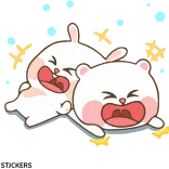 😃 dessin animé, animaux, mignon, ours, lapin whatsapp sticker