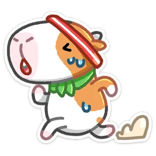 🏃‍♂️ Cartoon, Tier, Rennen, Schwitzen, Gestresst whatsapp sticker
