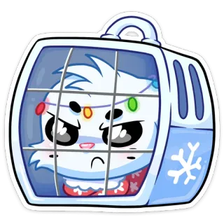 😒 gato, caixa de transporte, floco de neve, luzes de natal, fofo, animal, adesivo telegram sticker