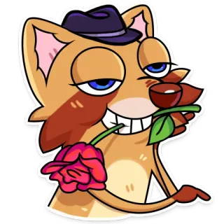 🌹 rubah, kartun, mawar, topi, romantis, hewan, imut telegram sticker