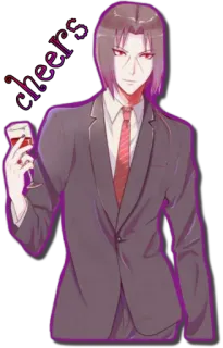🍷 Cheers Anime, Pria, Bersulang, Toast, Anggur, Setelan telegram sticker