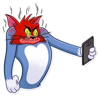 😡 Tom Cat Tom and Jerry cartoon, angry, cat, phone, red telegram sticker