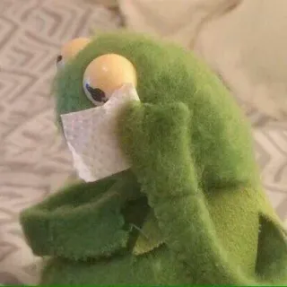 ♻️ Kermit Kermit si Kodok, Muppet, tisu, sedih, penyakit, karakter kartun whatsapp sticker