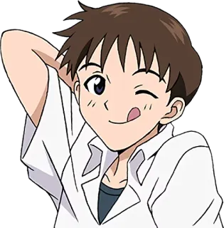 😘 Shinji Ikari Neon Genesis Evangelion anime, character, shinji, evangelion, cartoon telegram sticker