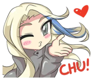 😘 CHU! อนิเมะ, คาวาอิ, จูบ, ความรัก, หัวใจ, น่ารัก telegram sticker