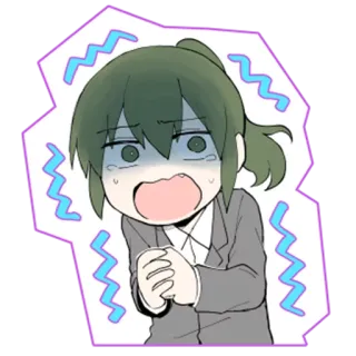 😱 ansia, stress, spaventato, scioccato, cartone animato, personaggio, anime whatsapp sticker