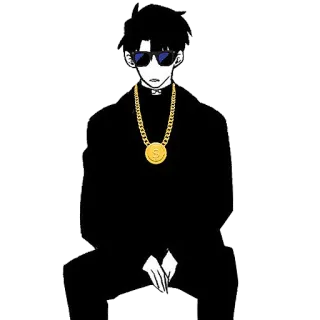 😎 cartoon, character, sunglasses, chain, cool, anime telegram sticker