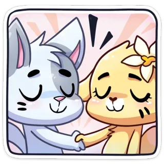 😌 gatto, cane, amicizia, cartone animato, carino, animale, stretta di mano telegram sticker