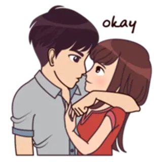 💕 pasangan, cinta, kartun, peluk, romantis telegram sticker