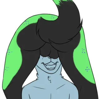 🍒 fictional furry character furry, anthropomorphic, blue, green, ears, happy, cartoon, digital art telegram sticker