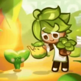 🌟 cookie run, kräuter cookie, pflanze, gießkanne, süß, cartoon telegram sticker