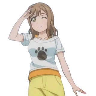 🙆 anime, girl, cartoon, cute, cheerful, smiling, paw print telegram sticker