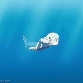 🦈 @Hawks hai, schwimmen, unterwasser, anime, cartoon, mädchen whatsapp sticker
