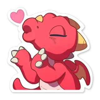 ❤️ Drache, rot, Cartoon, Herz, süß, freundlich, Kuss whatsapp sticker
